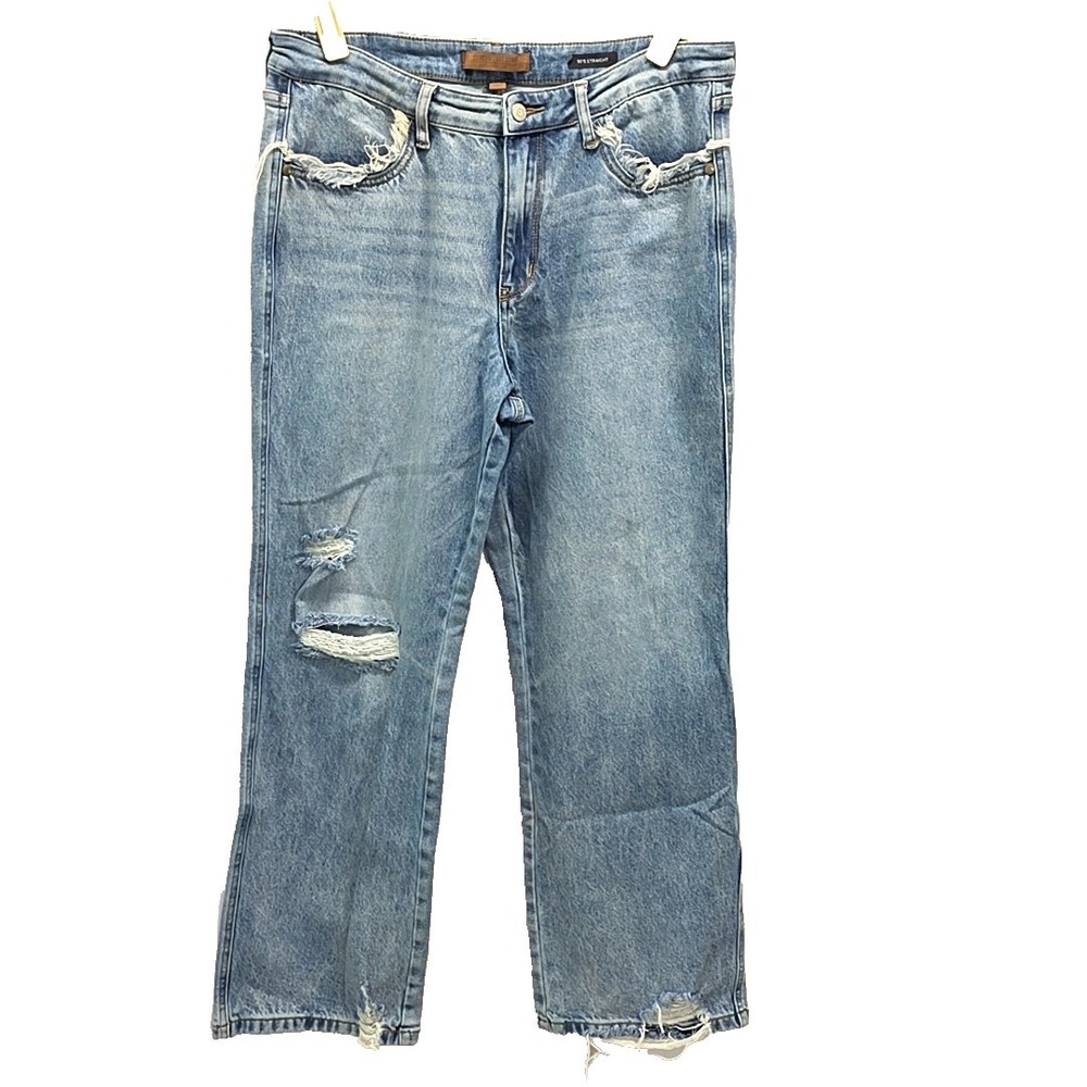 Judy‎ Blue 90s Straight Jeans Light Wash Distressed Denim sz 15/32